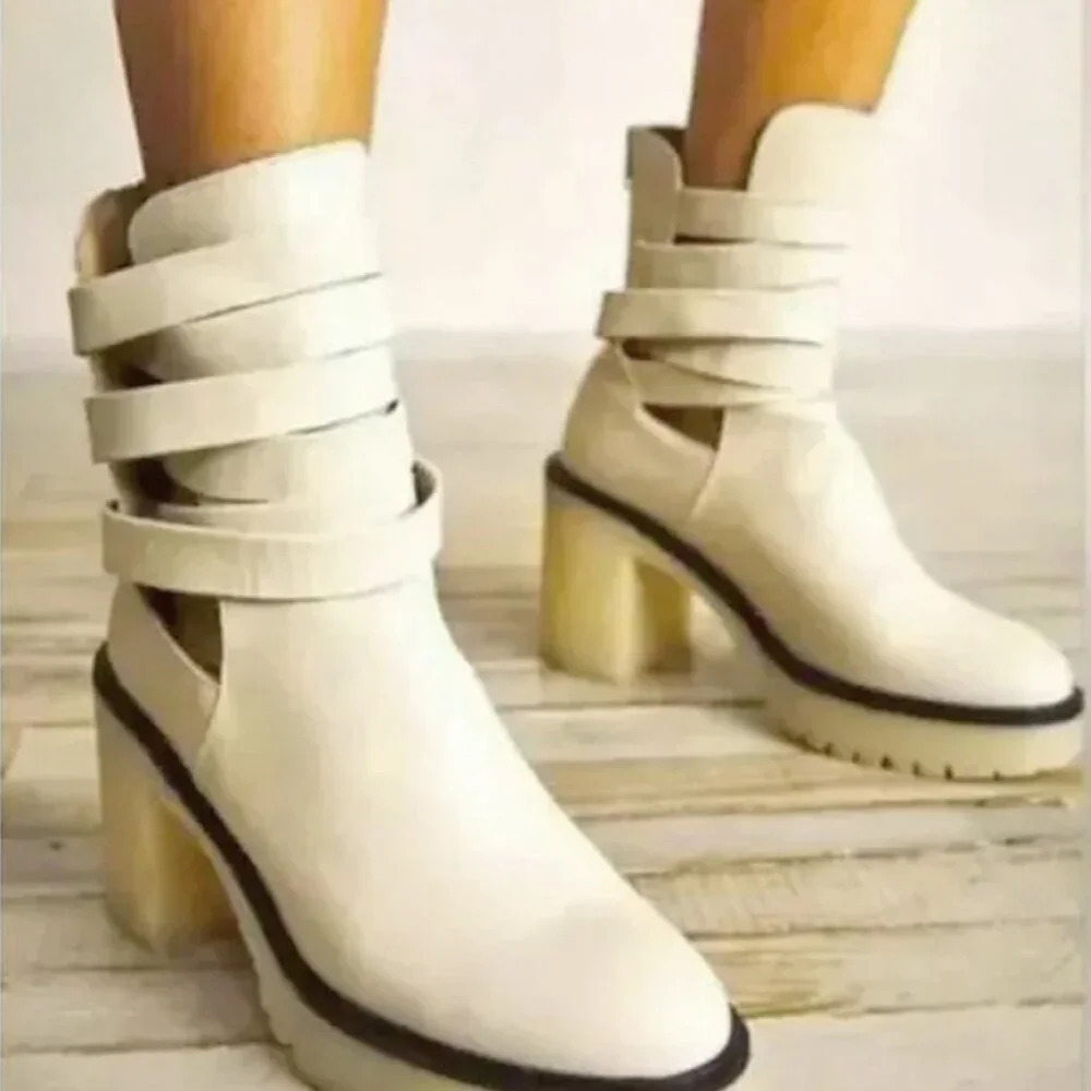 Free People Jesse Cutout Platform Off White Boot